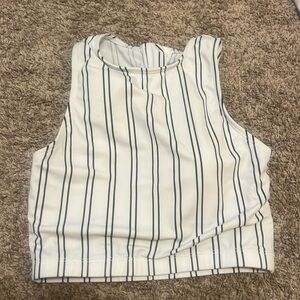 Coral Reef Black and White Striped High Neck Swim Top